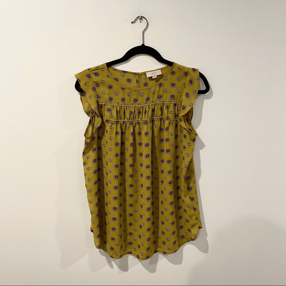 Loft Outlet Mustard Patterned Blouse - image 2
